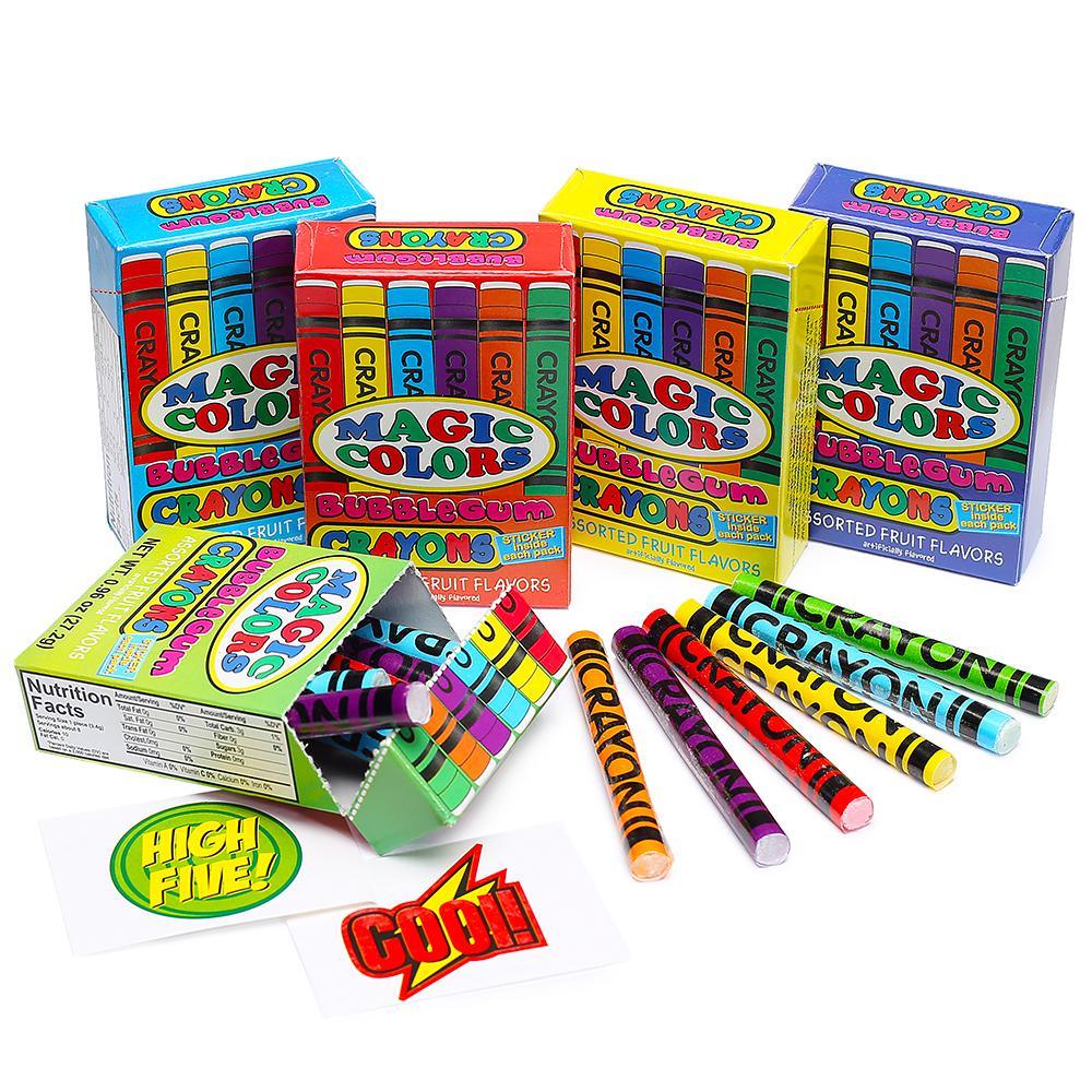 Image of Magic Colors Bubble Gum Crayons Packs: 24-Piece Box