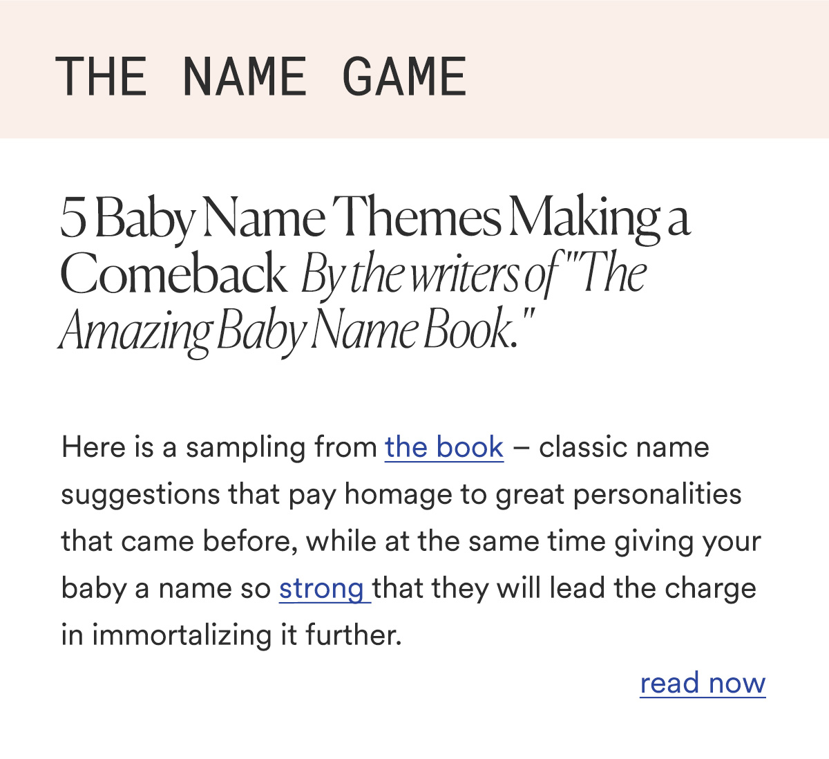 THE NAME GAME 5 Baby Name Themes Making a Comeback