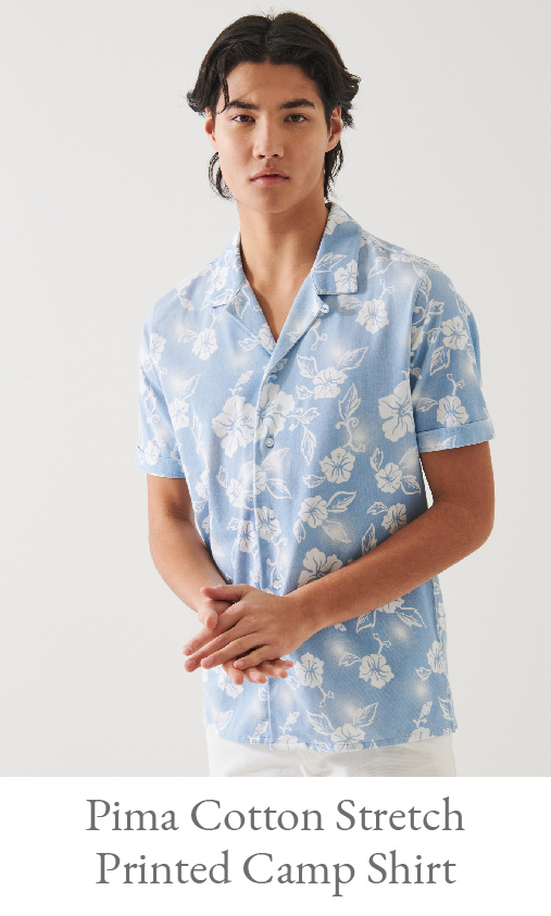 PIMA COTTON STRETCH PRINTED CAMP SHIRT