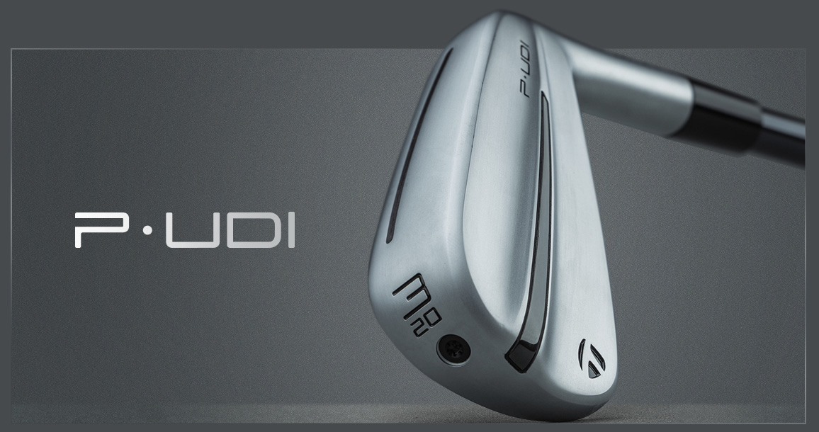 'P•UDI' in grey text over a graphic of a P•UDI 3 Iron