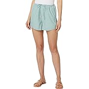 Drawstring High-Rise Mid-Length Shorts in Crinkle Poplin