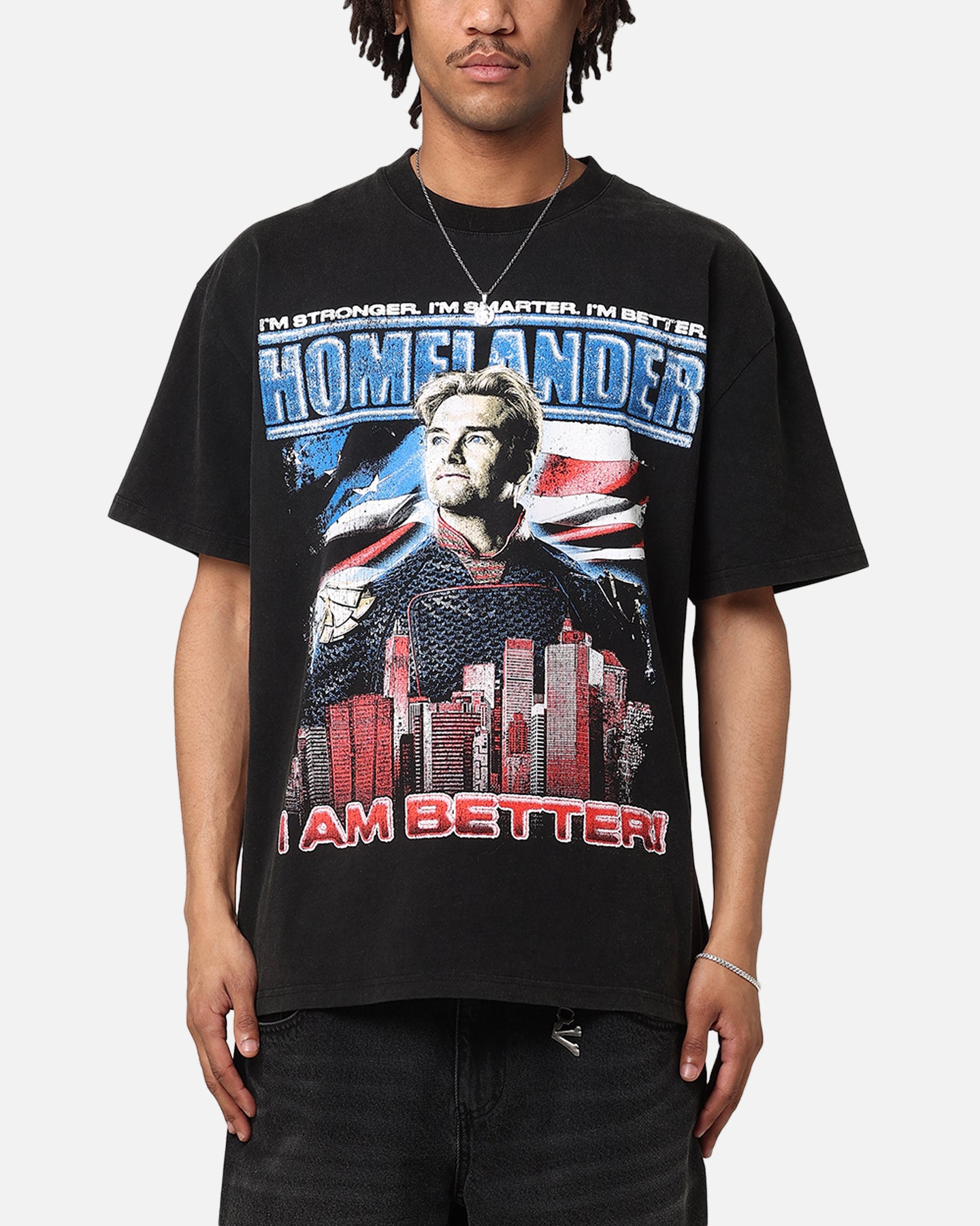 Image of Goat Crew X The Boys Homelander Vintage T-Shirt Black Acidwash