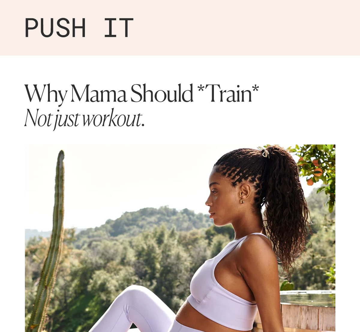 PUSH IT Why Mama Should *Train*  Not just workout.