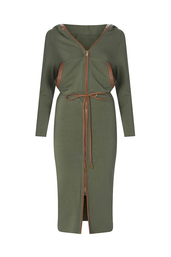 Image of The Annie Hoodie Dress In Olivine