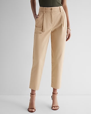 high waisted pleated ankle chino pant