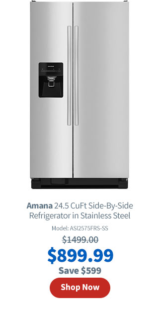 Amana 24.5 CuFt Side-By-Side Refrigerator in Stainless Steel with External Dispenser