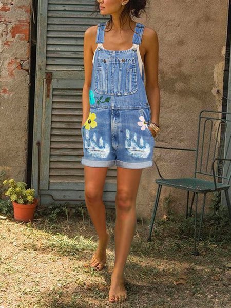 Sleeveless Denim Overall Romp...