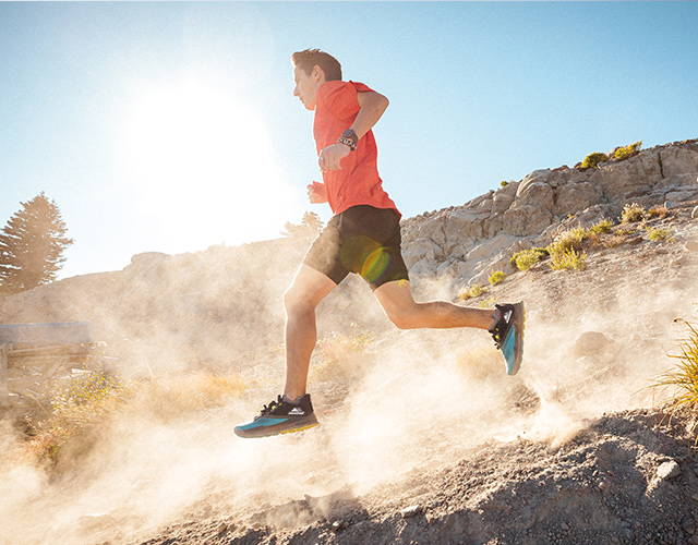 Runner on a rocky trail