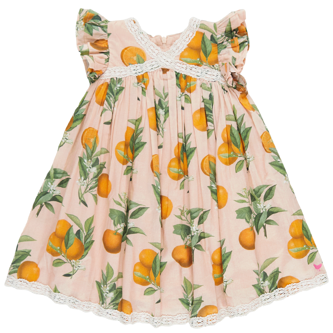 Image of Girls Katherine Dress - Pink Botanical Oranges