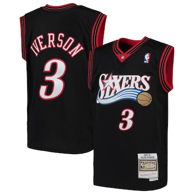 Youth Mitchell & Ness Allen Iverson Black  Hardwood Classics Swingman Throwback Jersey