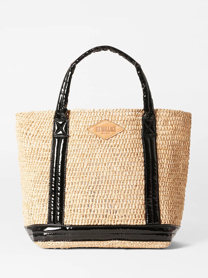 Image of MZ Wallace Small Raffia Tote in Raffia/Black