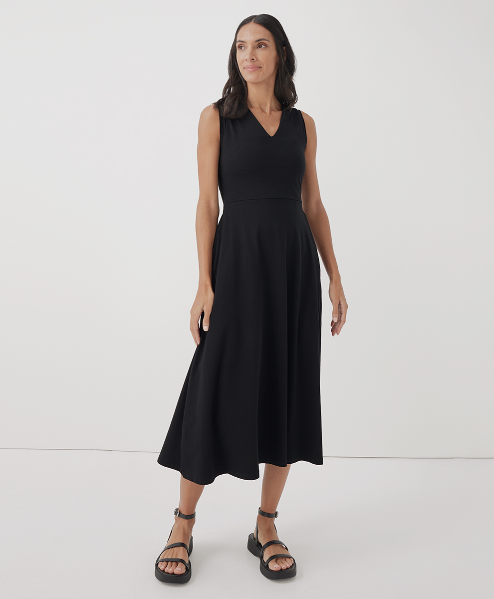 Image of Women's Fit & Flare Cap Sleeve Midi Dress