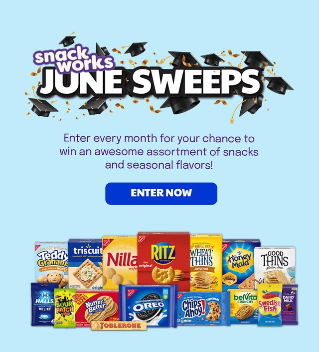 snackworks - JUNE SWEEPS - Enter every month for your chance to win an awesome assortment of snacks and seasonal flavors! - ENTER NOW