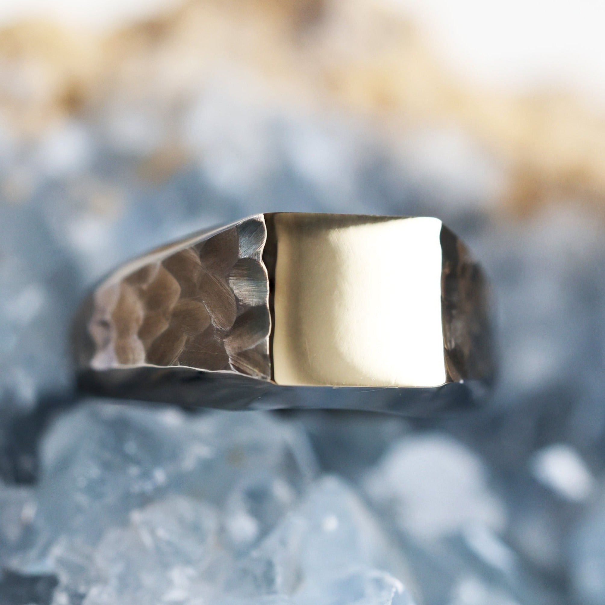 Image of Hammered mens signet ring