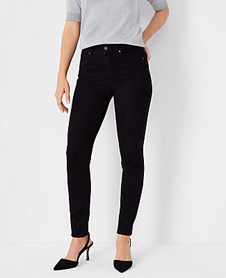 Mid Rise Skinny Jeans in Jet Black Wash - Curvy Fit