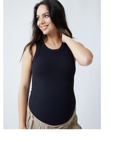 seamless maternity stretch rib tank