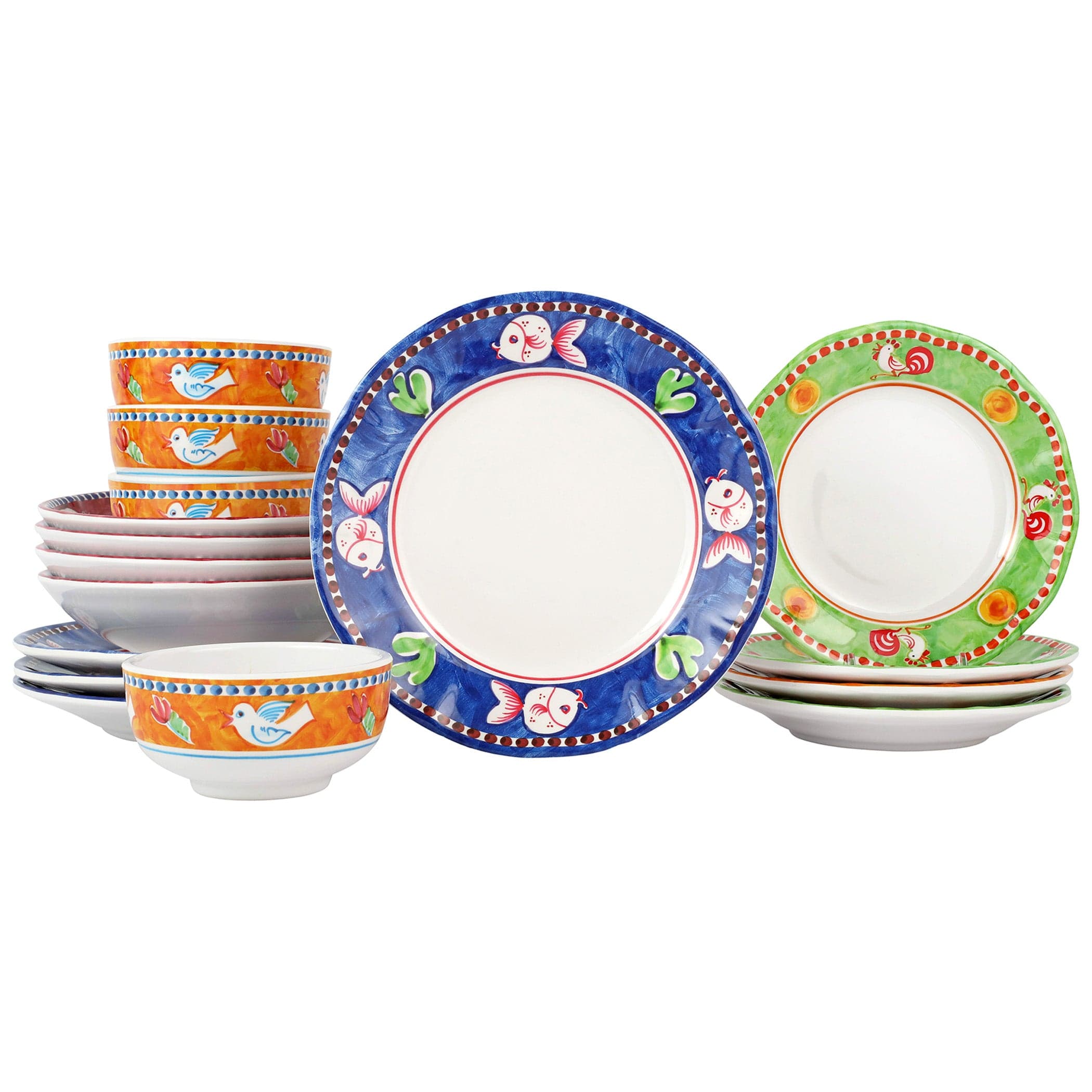 Image of Melamine Campagna Assorted Sixteen-Piece Place Setting