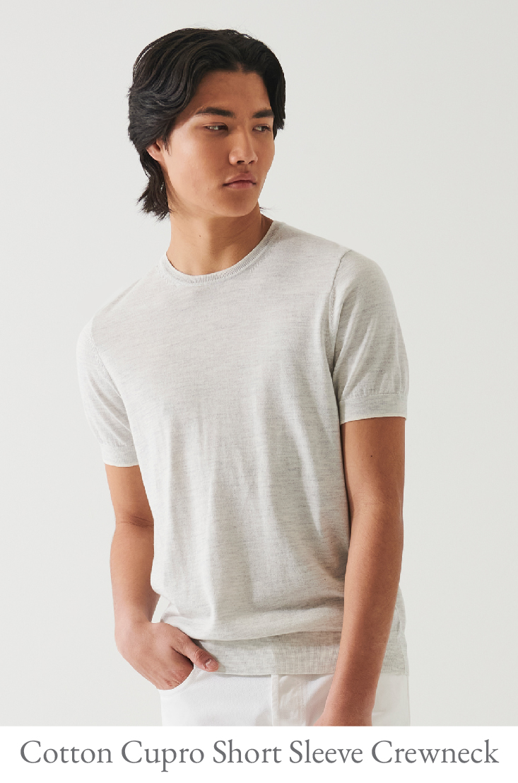 COTTON CUPRO SHORT SLEEVE CREWNECK