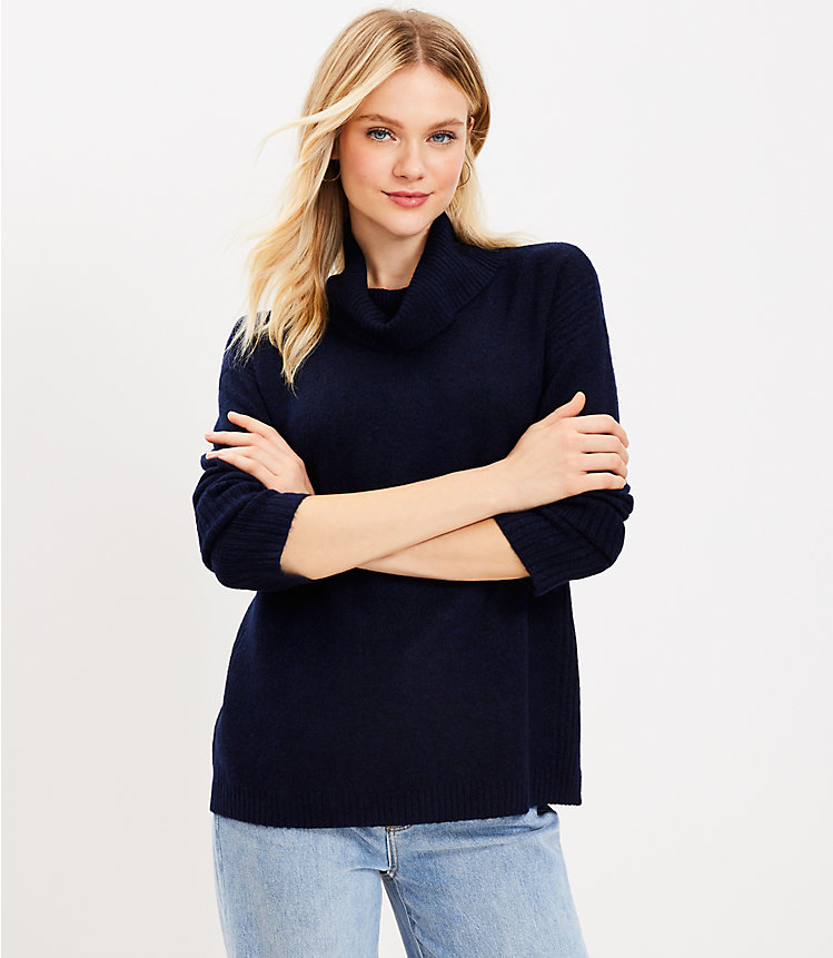 Ribtrim Turtleneck Tunic Sweater