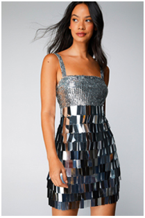 Mirror Sequin Embellished Mini Dress