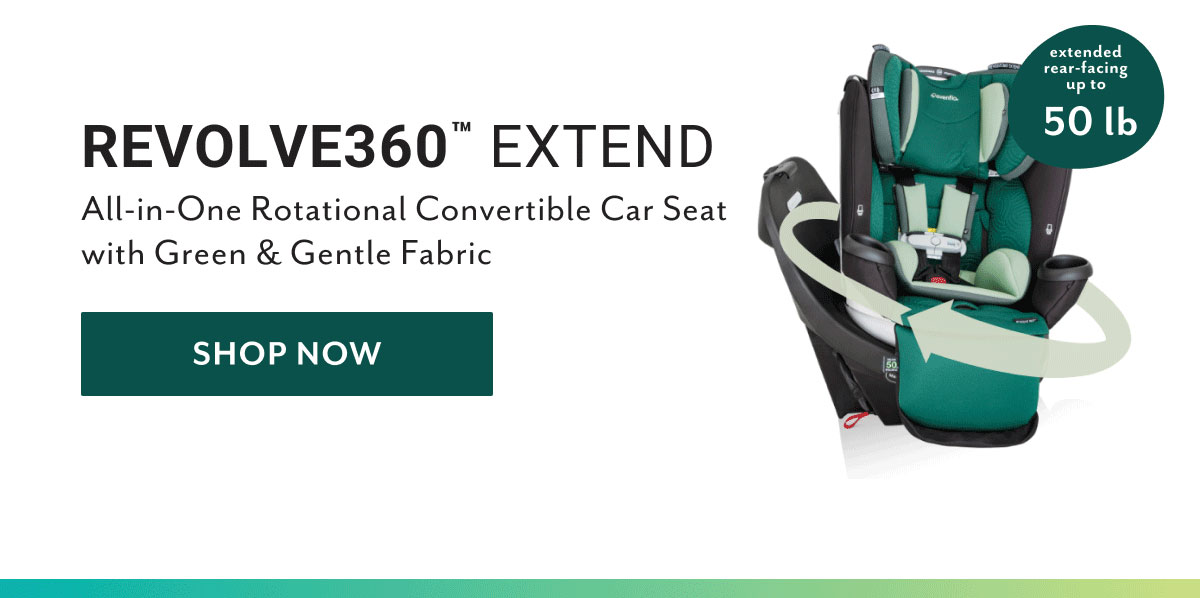 Revolve360â„¢ Extend All-in-One Rotational Convertible Car Seat with Green & Gentle Fabric | Shop now