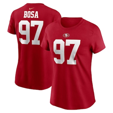  Nike Nick Bosa Scarlet  Player Name & Number T-Shirt