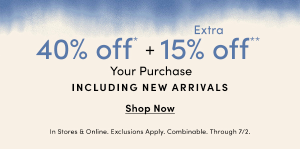 40% off + Extra 15% off