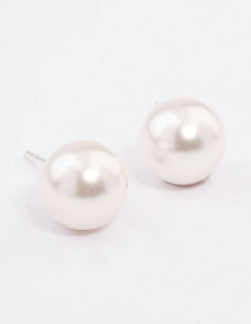 Image of Sterling Silver Pearl Stud Earrings 10mm