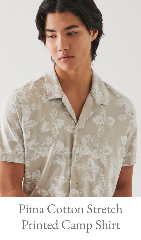 PIMA COTTON STRETCH PRINTED CAMP SHIRT