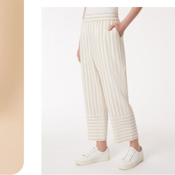 Striped Pull-On Drawstring Trousers